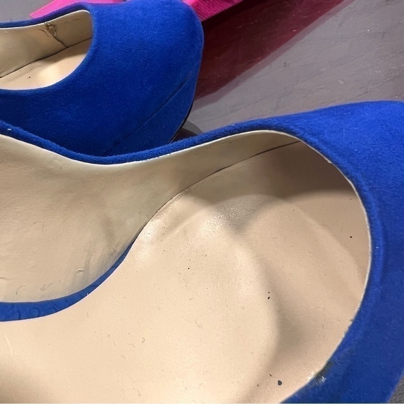 ShoeDazzle microsuede cobalt blue sling back platform pumps in size 6 EUC - Picture 9 of 16